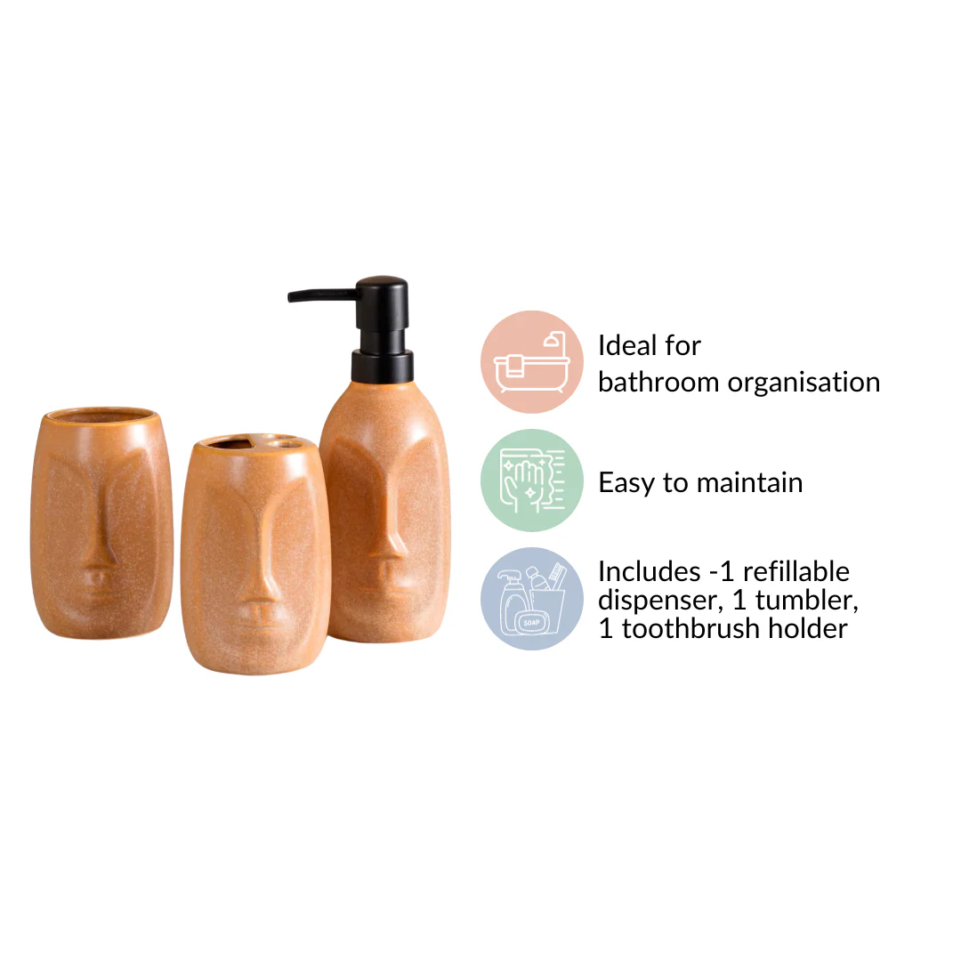 Faces Ceramic Bathroom Accessories Set Of 3 - Image 4