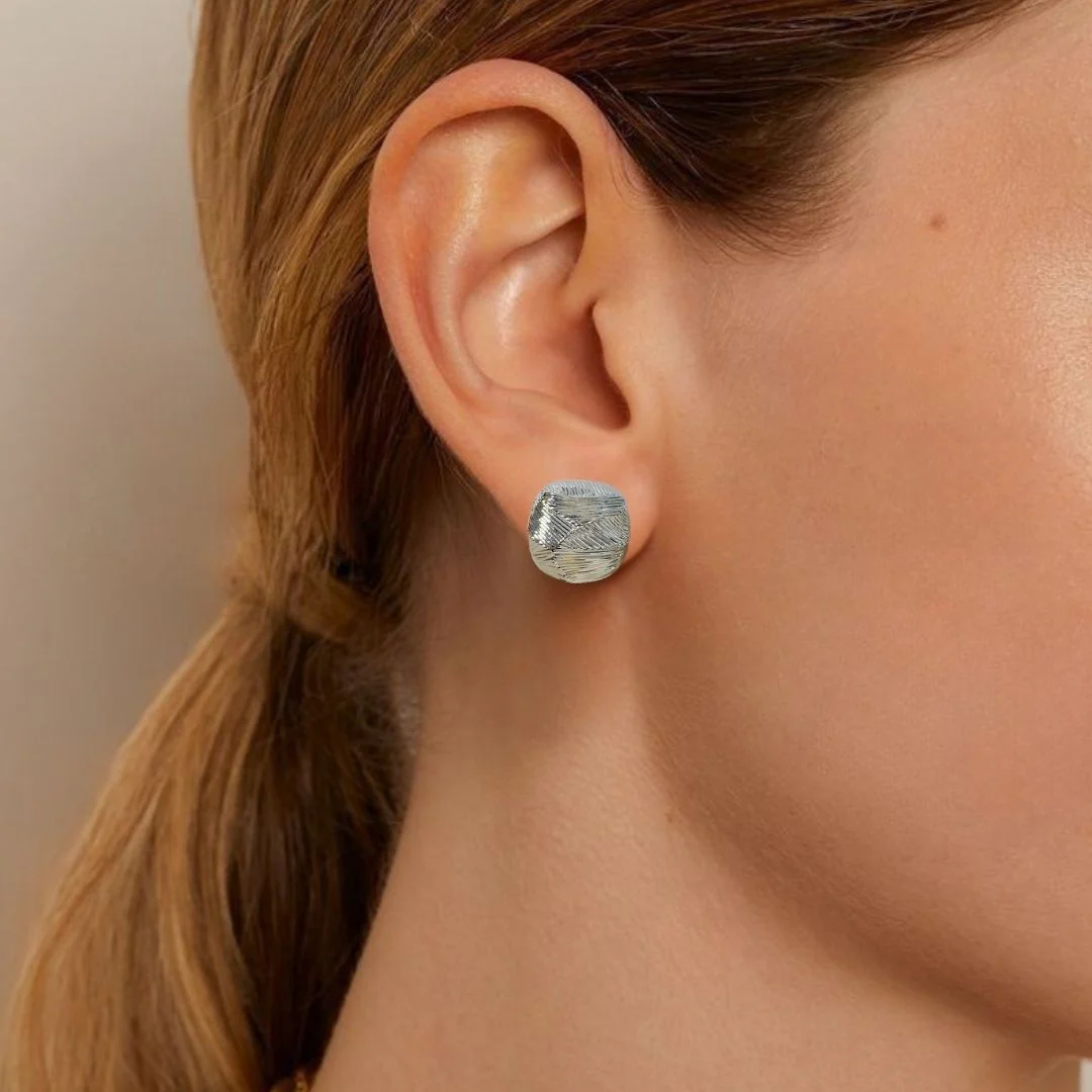 Facet Edge Studs Silver - Image 2