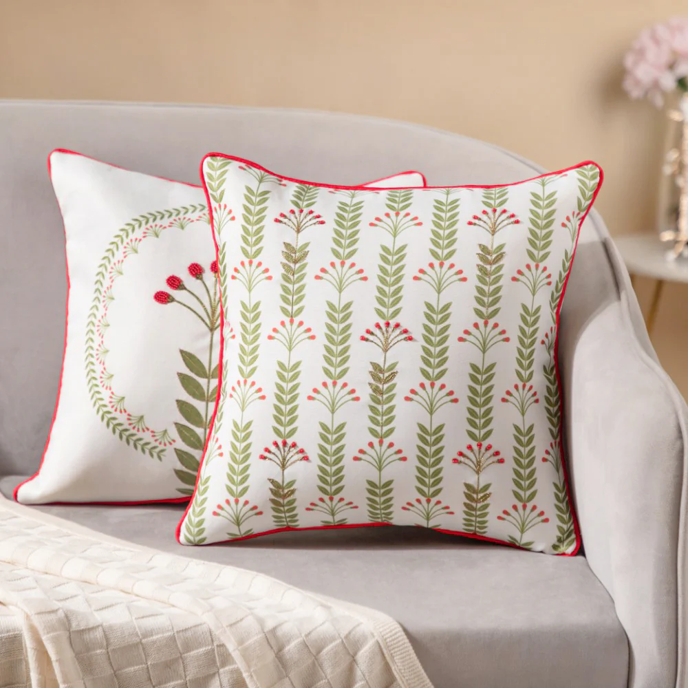 Faenza Set Of 2 Beadwork Cushion Cover 16 x 16 Inch - Image 3