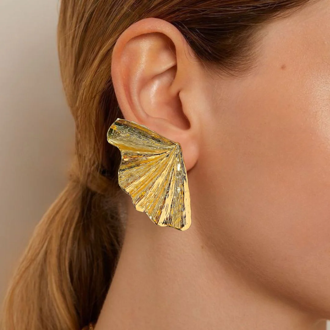 Fairy Wings Statement Earrings Gold - Image 2