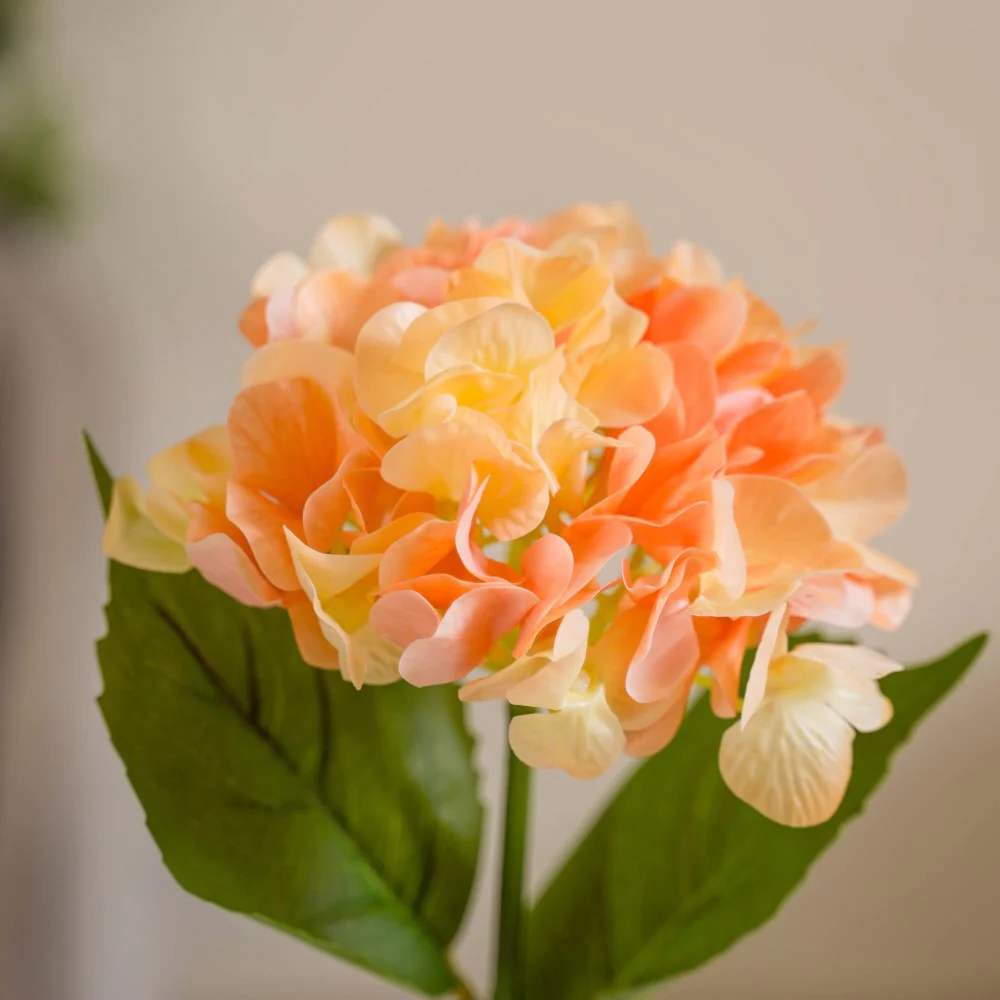 Faux Hydrangea Flower Peach - Image 2