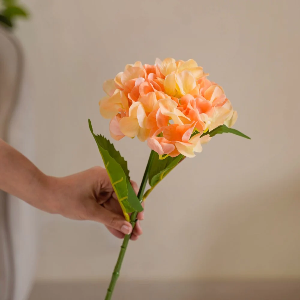 Faux Hydrangea Flower Peach - Image 5