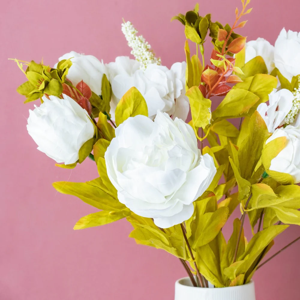 Faux Rose Bouquet White - Image 5