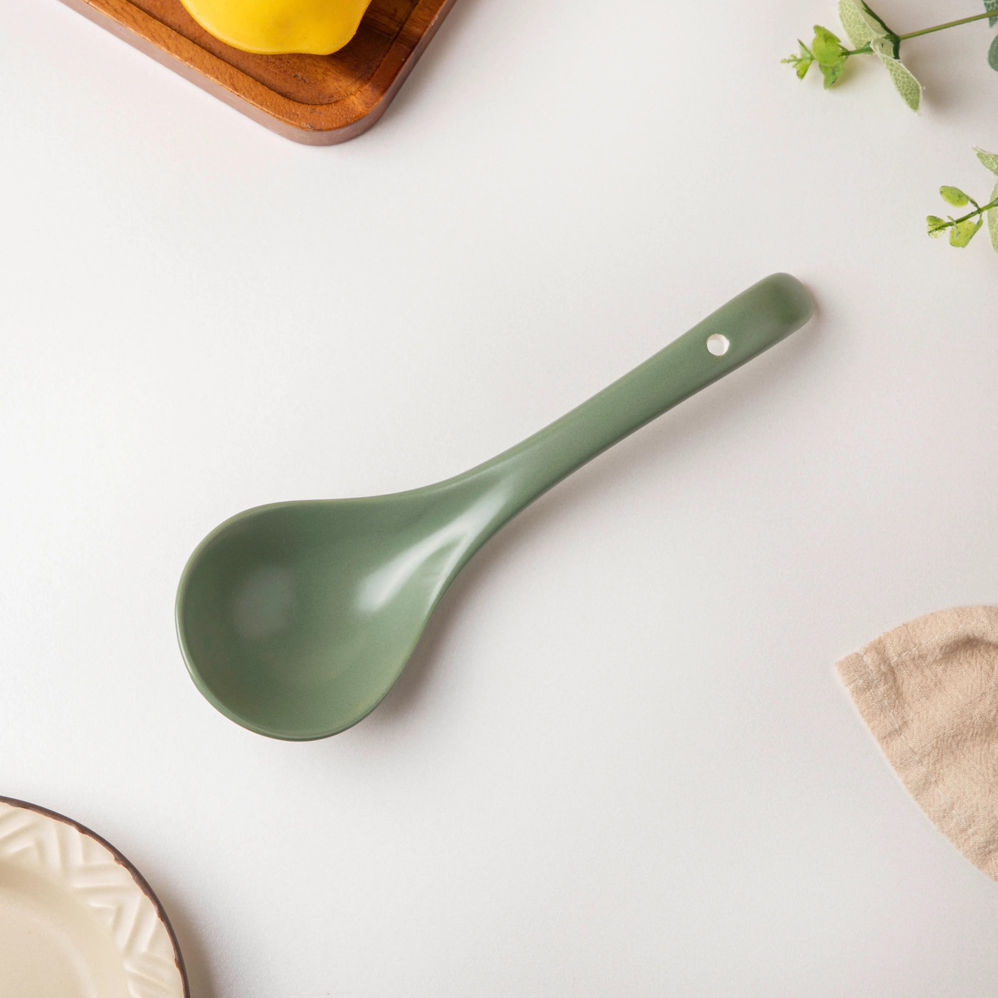 Fern Green Ceramic Serving Spoon - Image 3