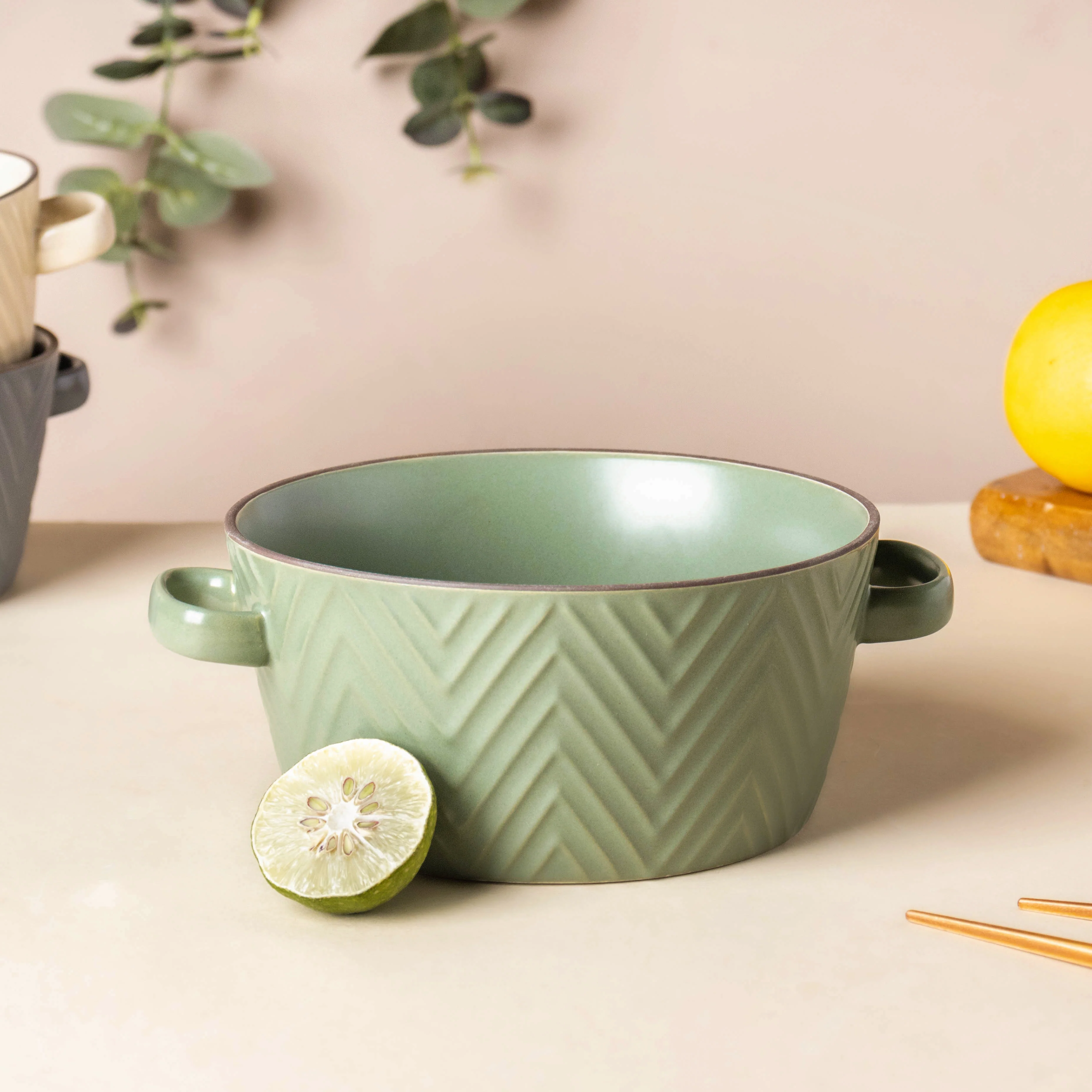 Fern Green Textured Noodle Bowl