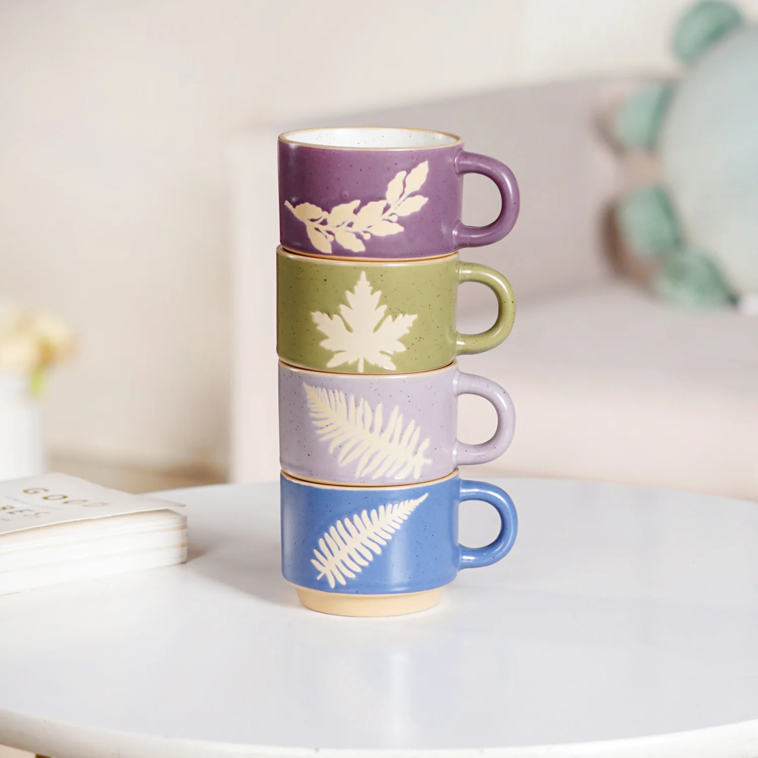 Fern Stackable Ceramic Cup Set Of 4 145ml - Image 2