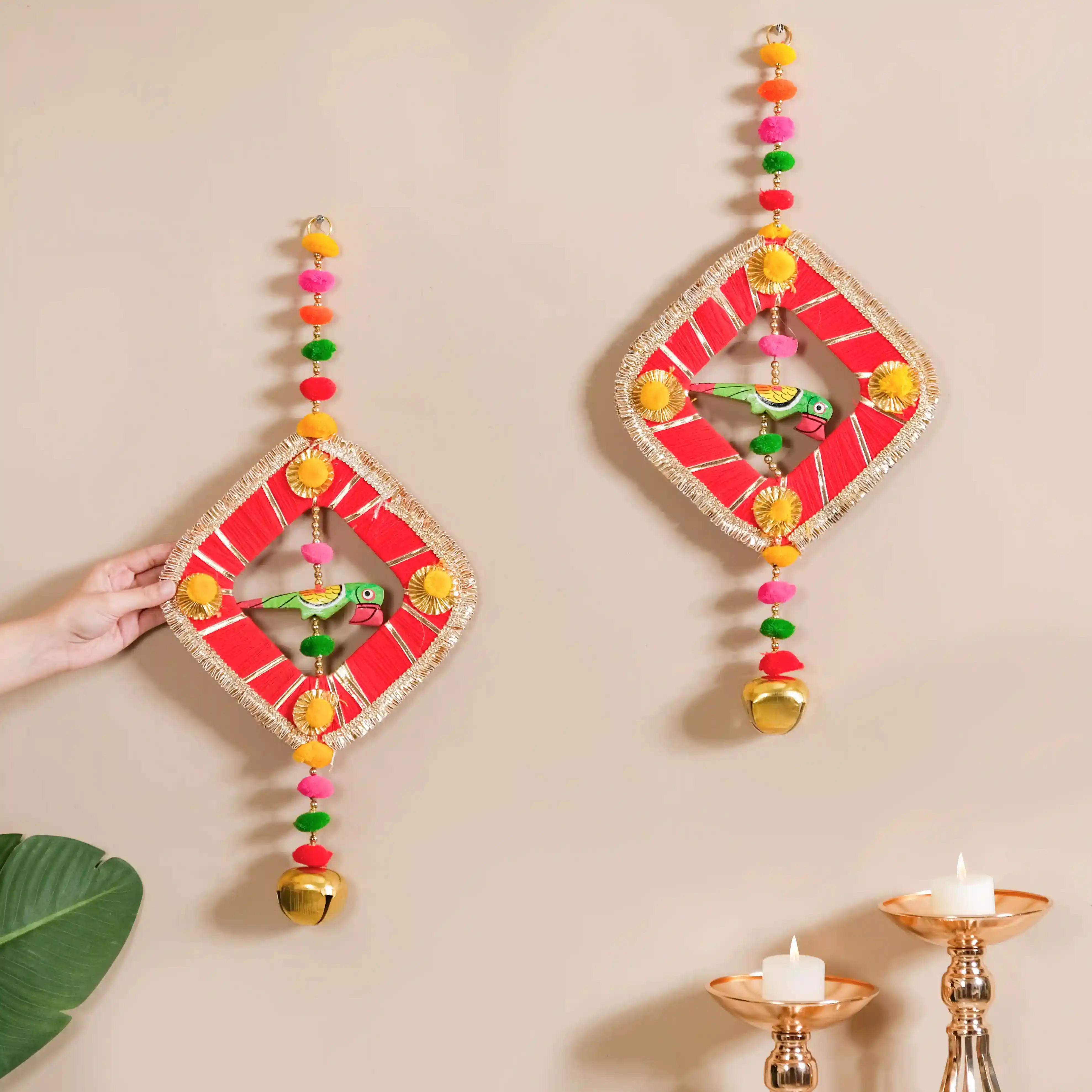 Festive Bell Multicolour Wall Hanging Set of 2 - Image 2