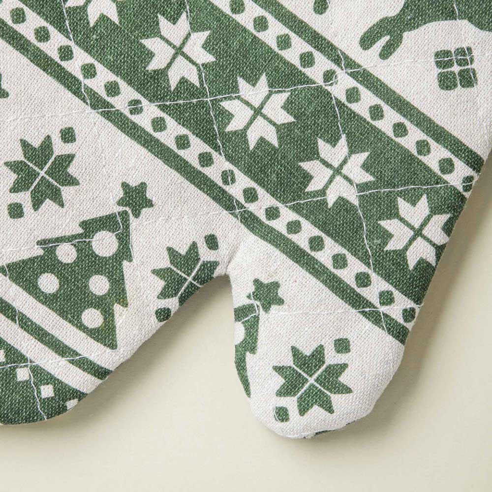 Festive Christmas Oven Mitt And Mat Green Set Of 2 - Image 6