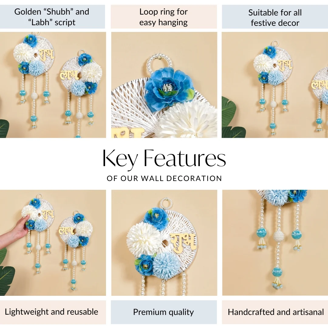 Festive Door Hanging With Pearl Blue Set Of 2 - Image 4