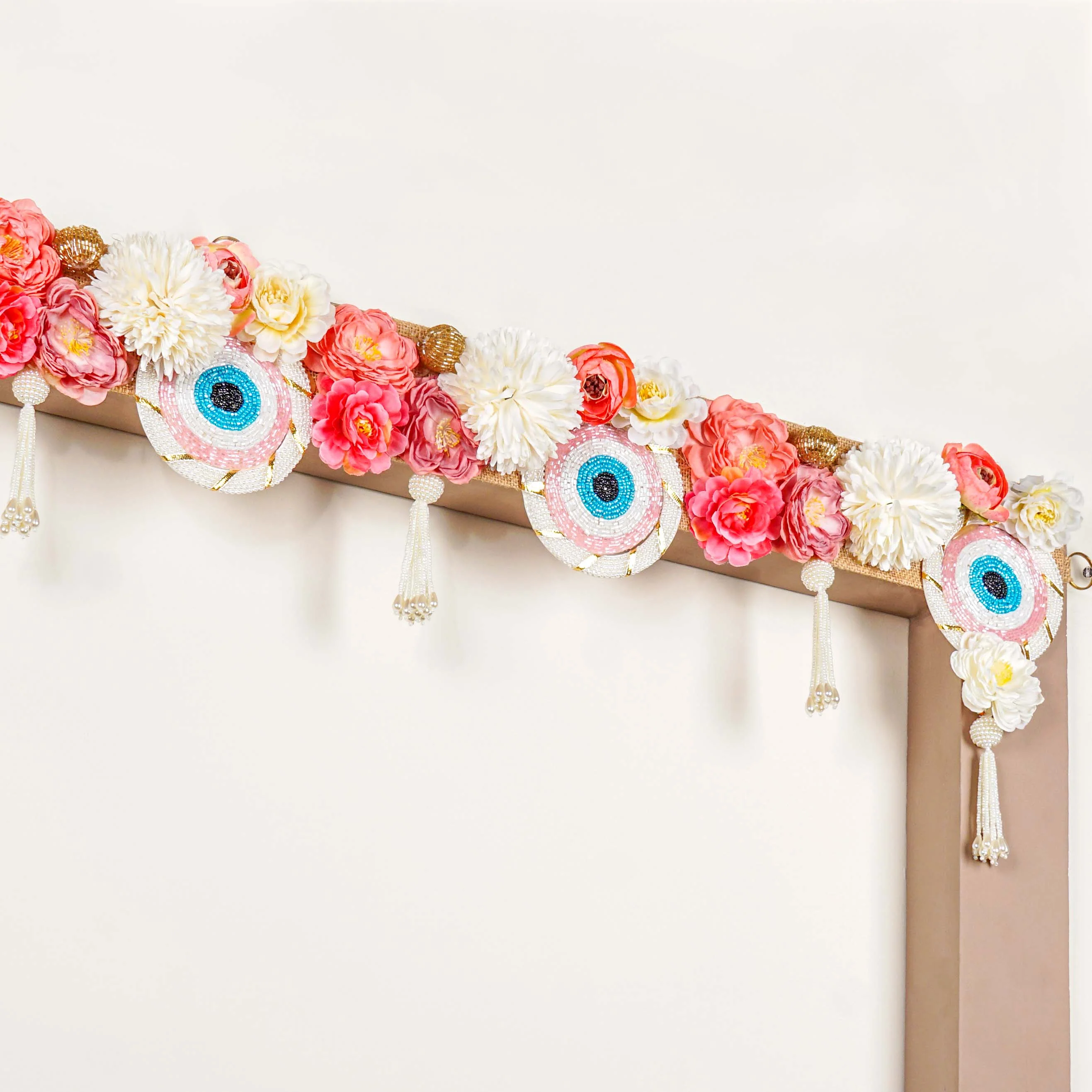 Festive Evil Eye Floral Toran With Tassels - Image 2