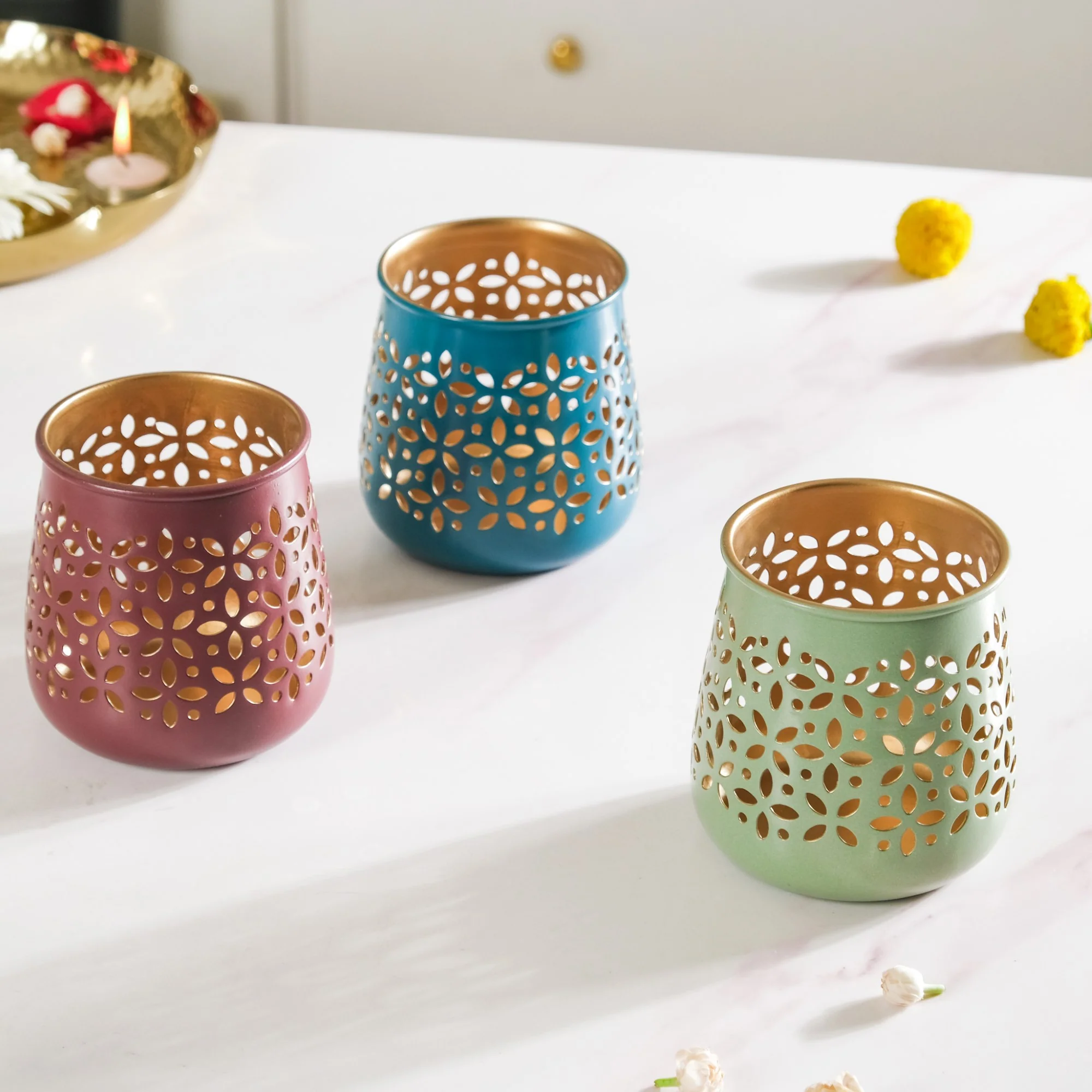 Festive Tealight Candle Holder Set Of 5 - Image 10