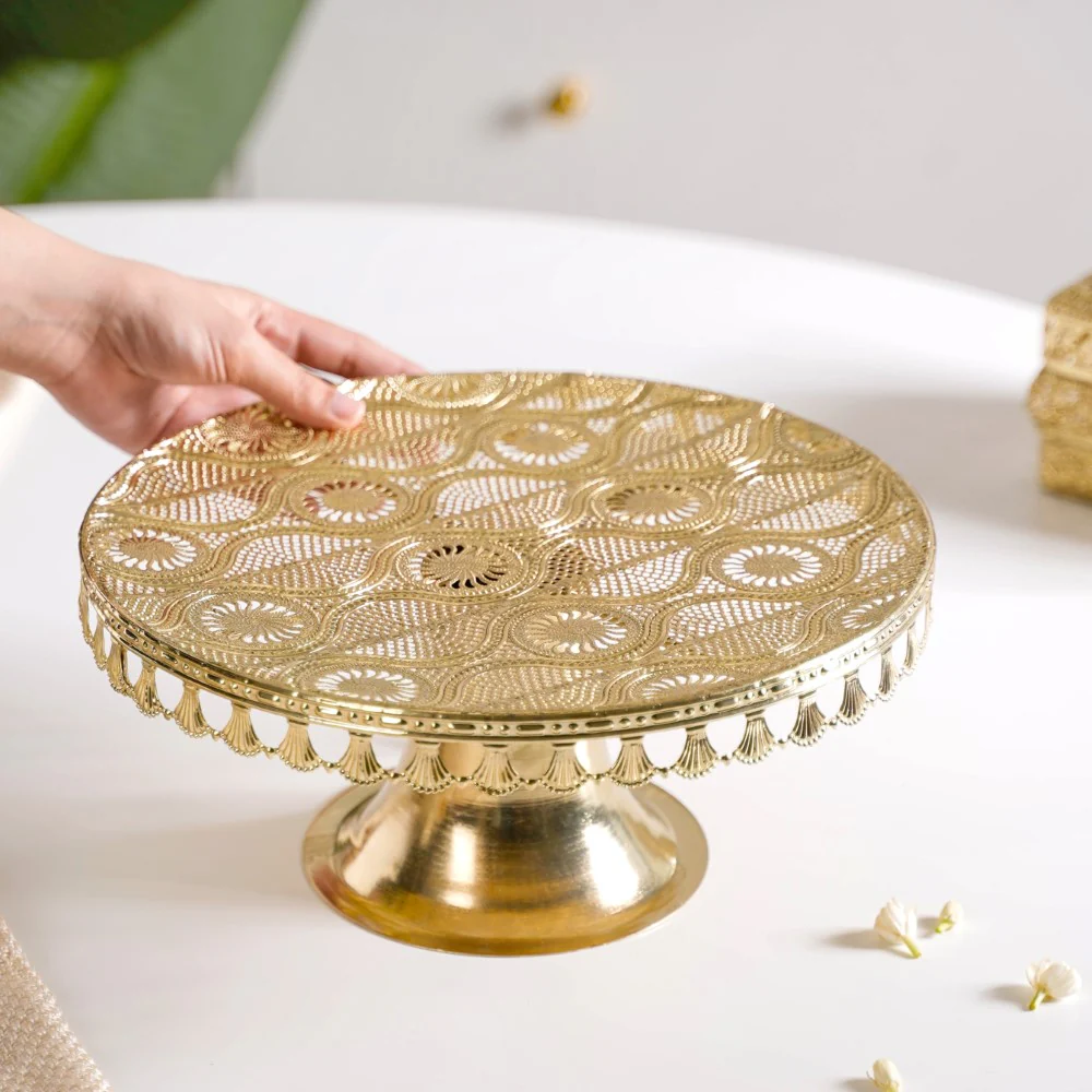 Filigree Metal Cake Stand Gold - Image 2