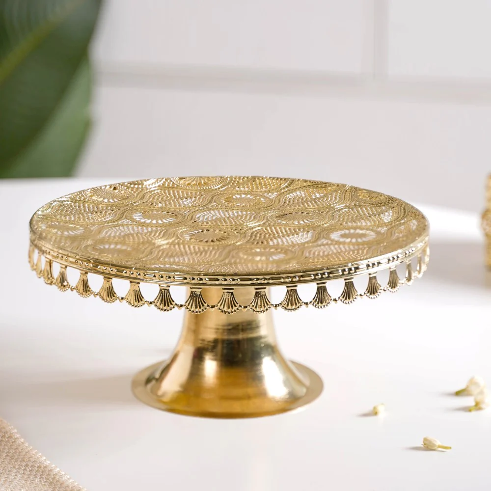 Filigree Metal Cake Stand Gold - Image 4
