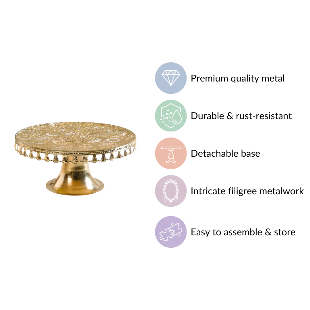Filigree Metal Cake Stand Gold - Image 5