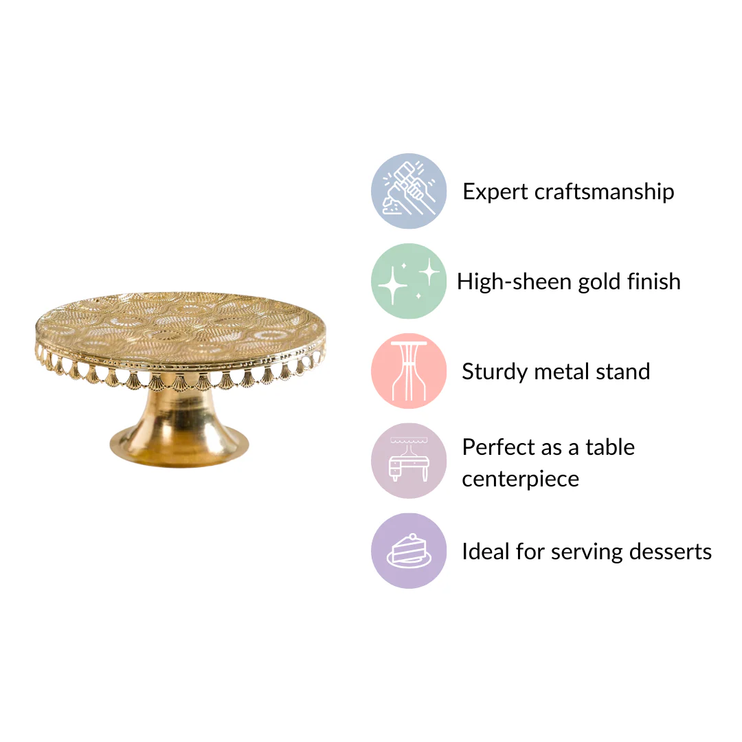 Filigree Metal Cake Stand Gold - Image 6