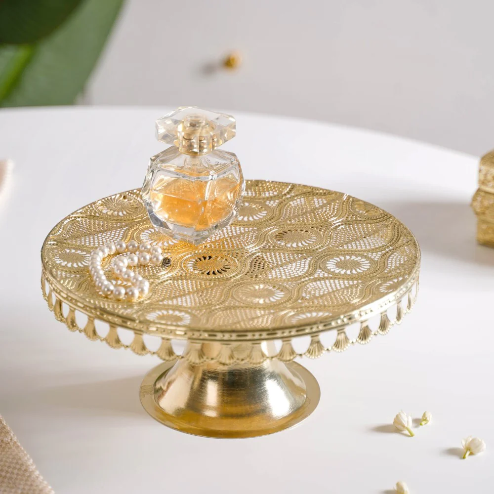 Filigree Metal Cake Stand Gold - Image 9