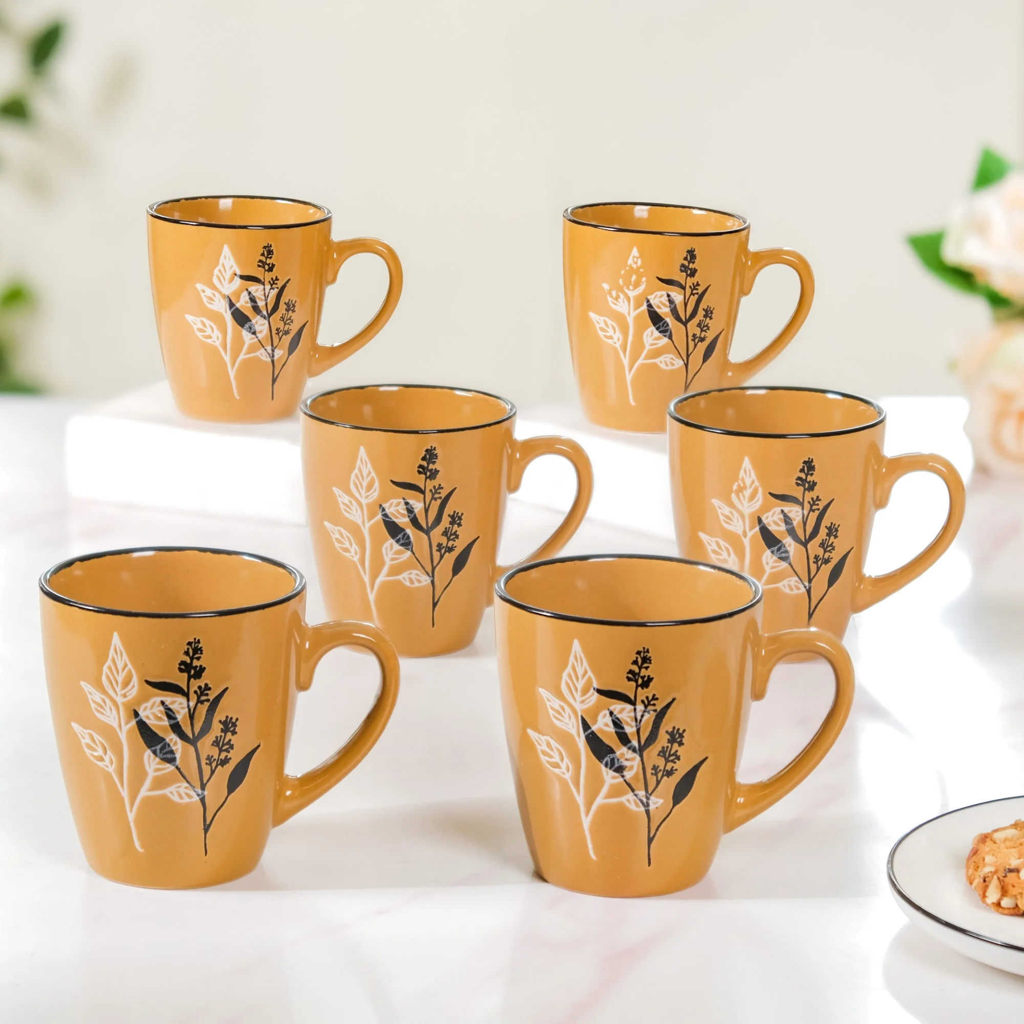 Filter Coffee Mug Set of 6 Mustard Ochre 250ml - Image 9