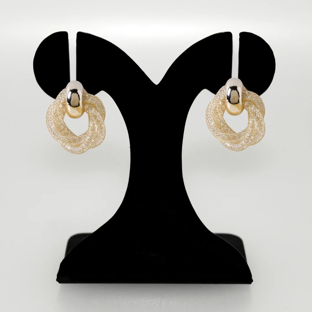 Fine Weave Chic Gold Knotted Earrings - Image 6