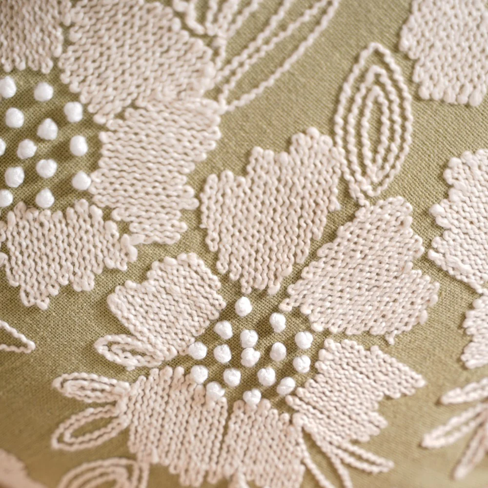 Fiore Embroidered Cotton Cushion Cover Set of 3 16x16 Inch - Image 10