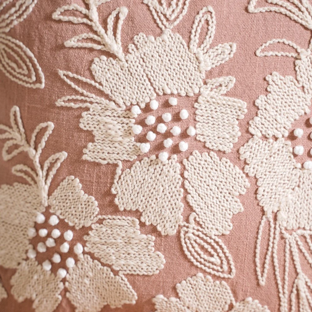 Fiore Embroidered Cotton Cushion Cover Set of 3 16x16 Inch - Image 8