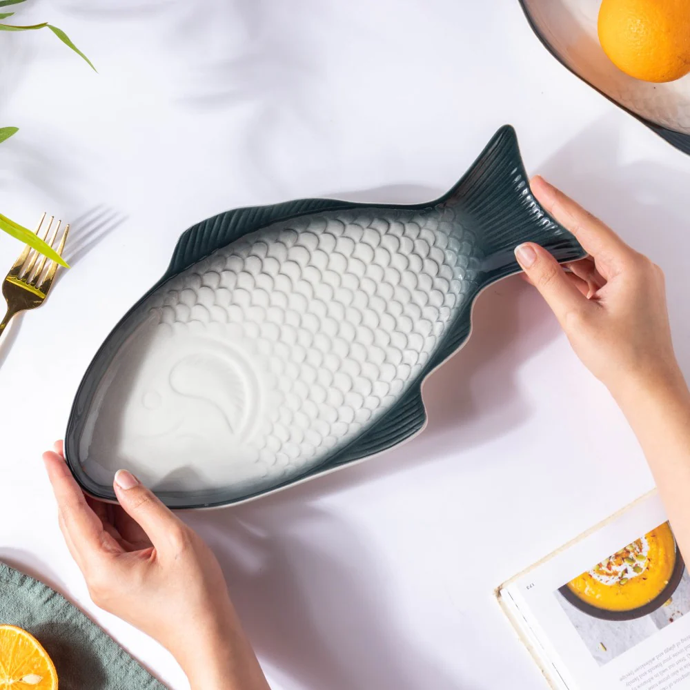 Ombre Fish Ceramic Platter Large - Image 2