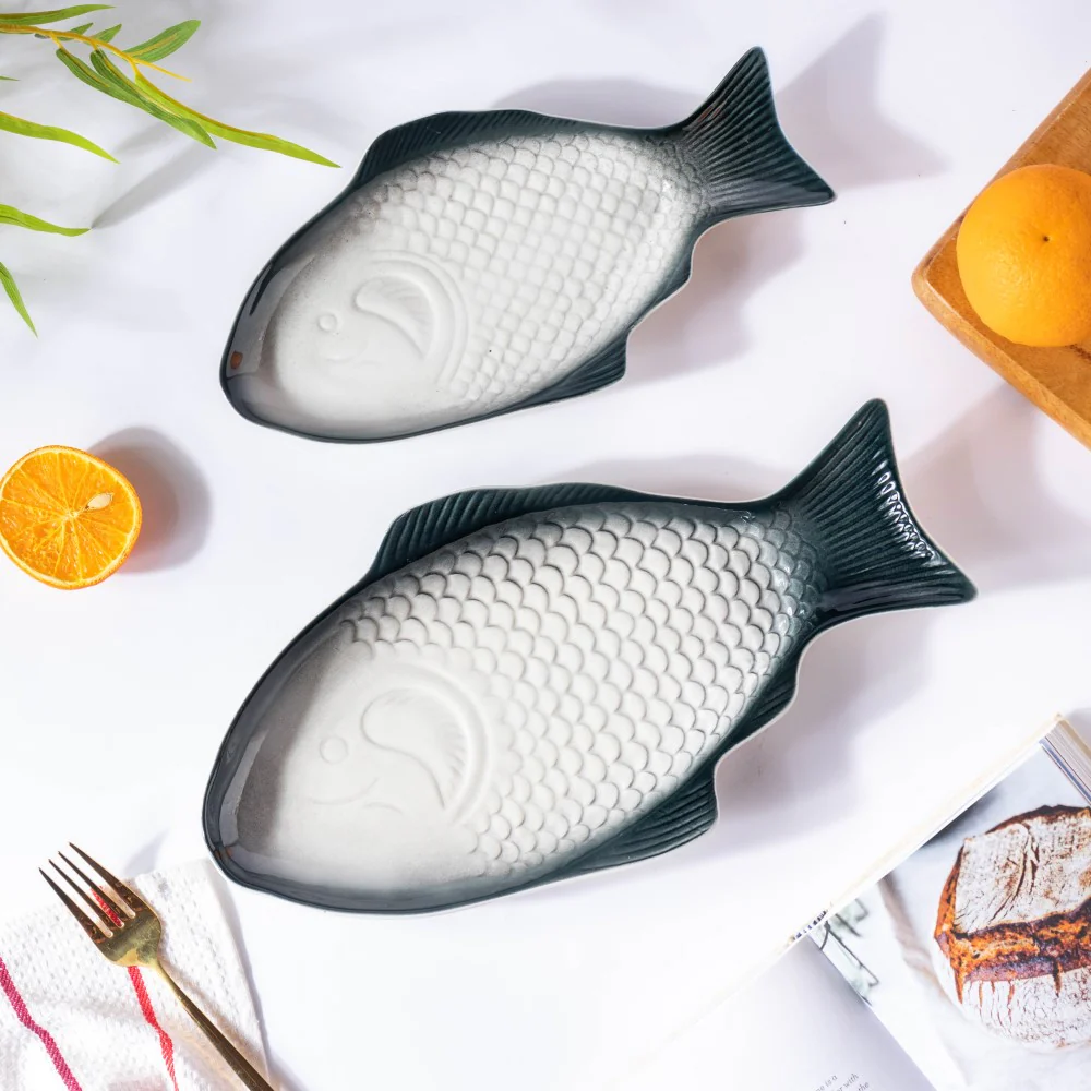 Ombre Fish Ceramic Platter Large - Image 8