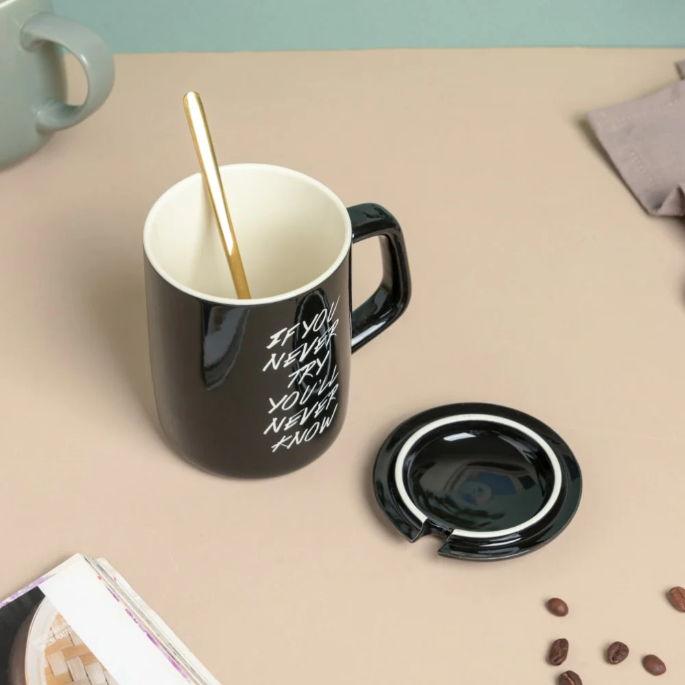Fix You Black Cup With Lid And Spoon 300 ml - Image 6