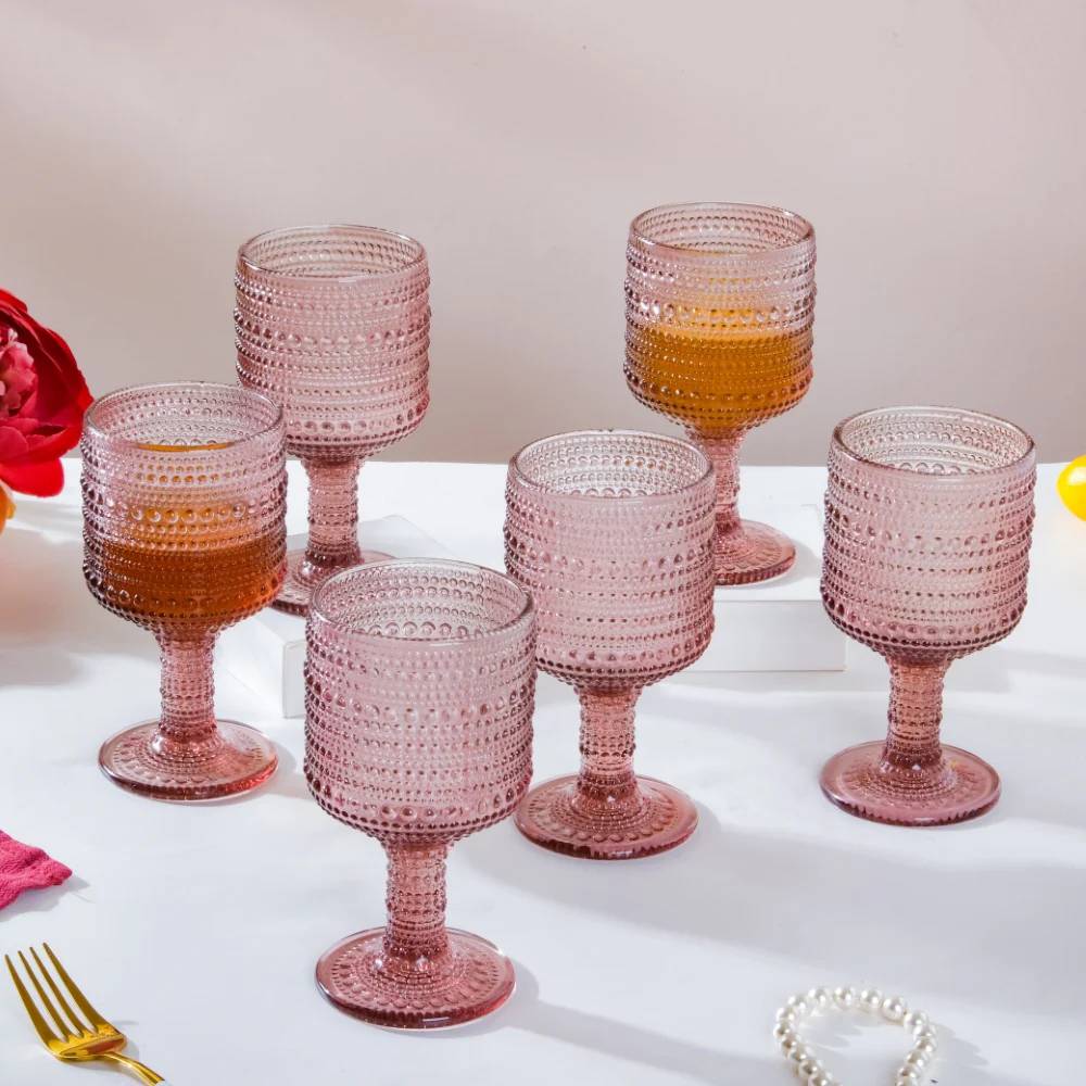 Fizz Bubble Stem Glass Mauve Set Of 6 250ml