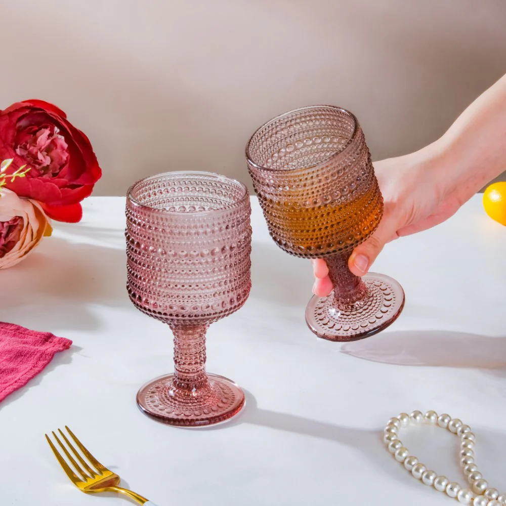 Fizz Bubble Stem Glass Mauve Set Of 6 250ml - Image 2