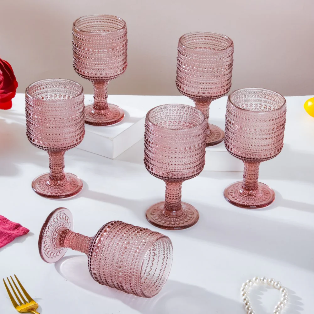 Fizz Bubble Stem Glass Mauve Set Of 6 250ml - Image 3