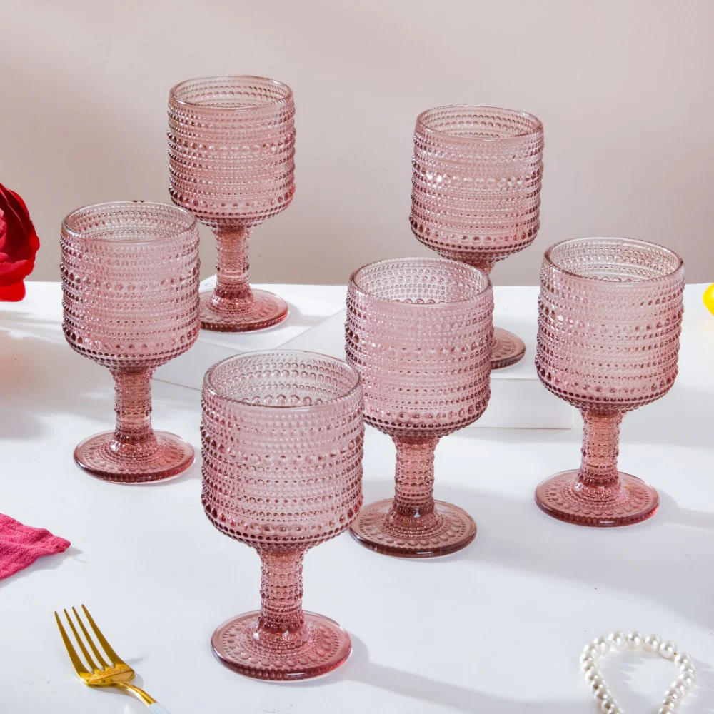 Fizz Bubble Stem Glass Mauve Set Of 6 250ml - Image 4