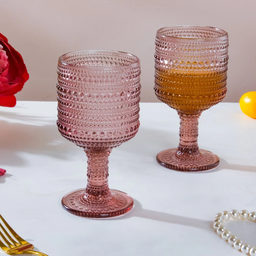 Fizz Bubble Stem Glass Mauve Set Of 6 250ml - Image 9