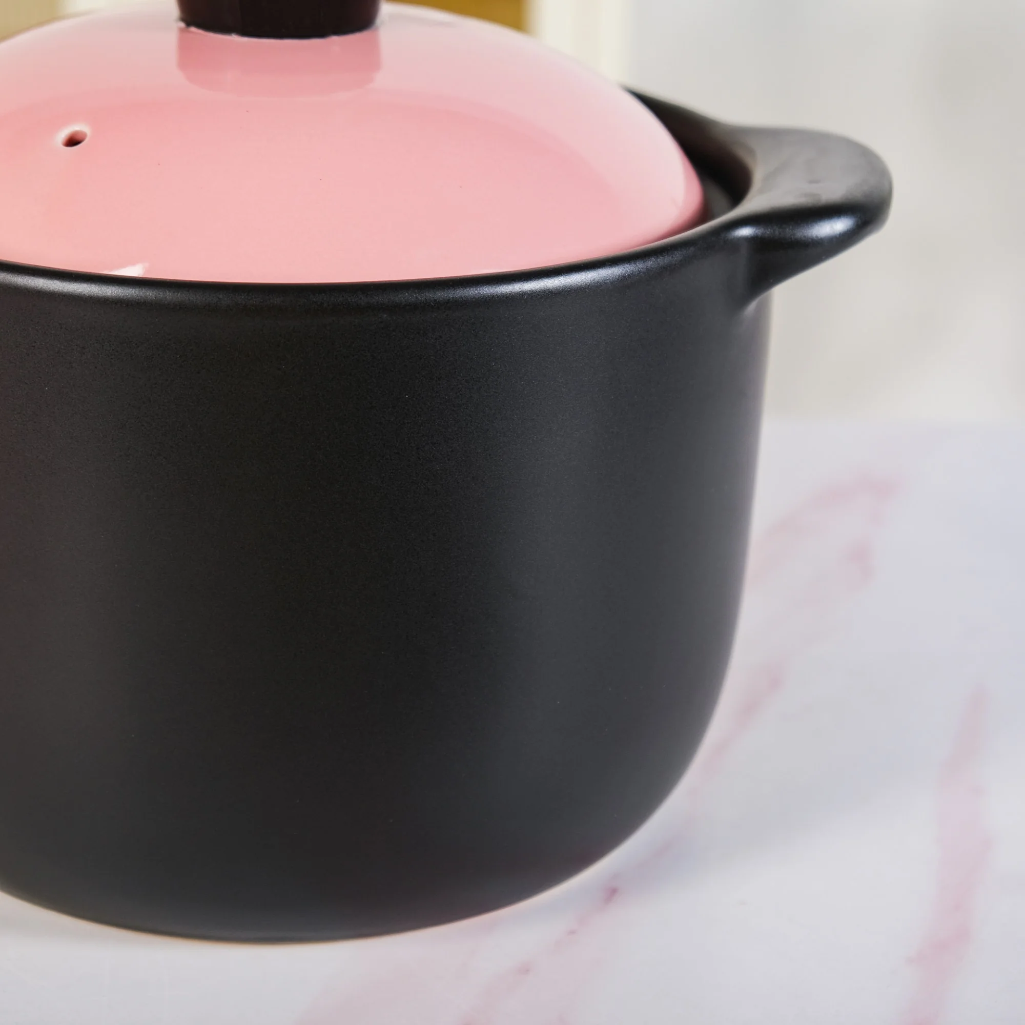 Flamora Big Ceramic Pot With Lid Pink Black 6000ml - Image 7