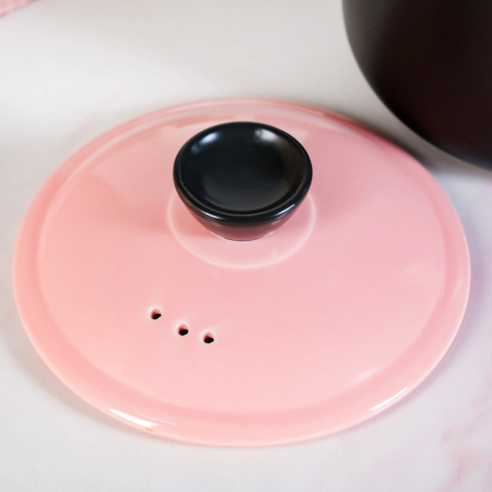 Flamora Ceramic Cooking Pot Pink Black 4700ml - Image 5