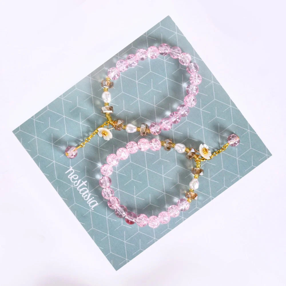 Flora Beaded Link Chain Bracelets With Tassels Set Of 2 - Image 3