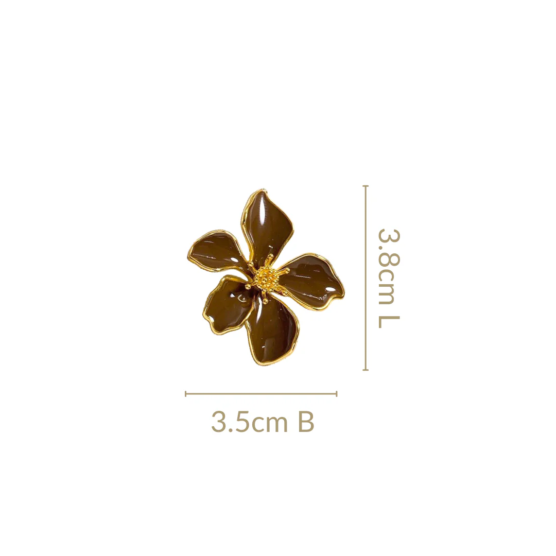 Flora Studs Brown - Image 3