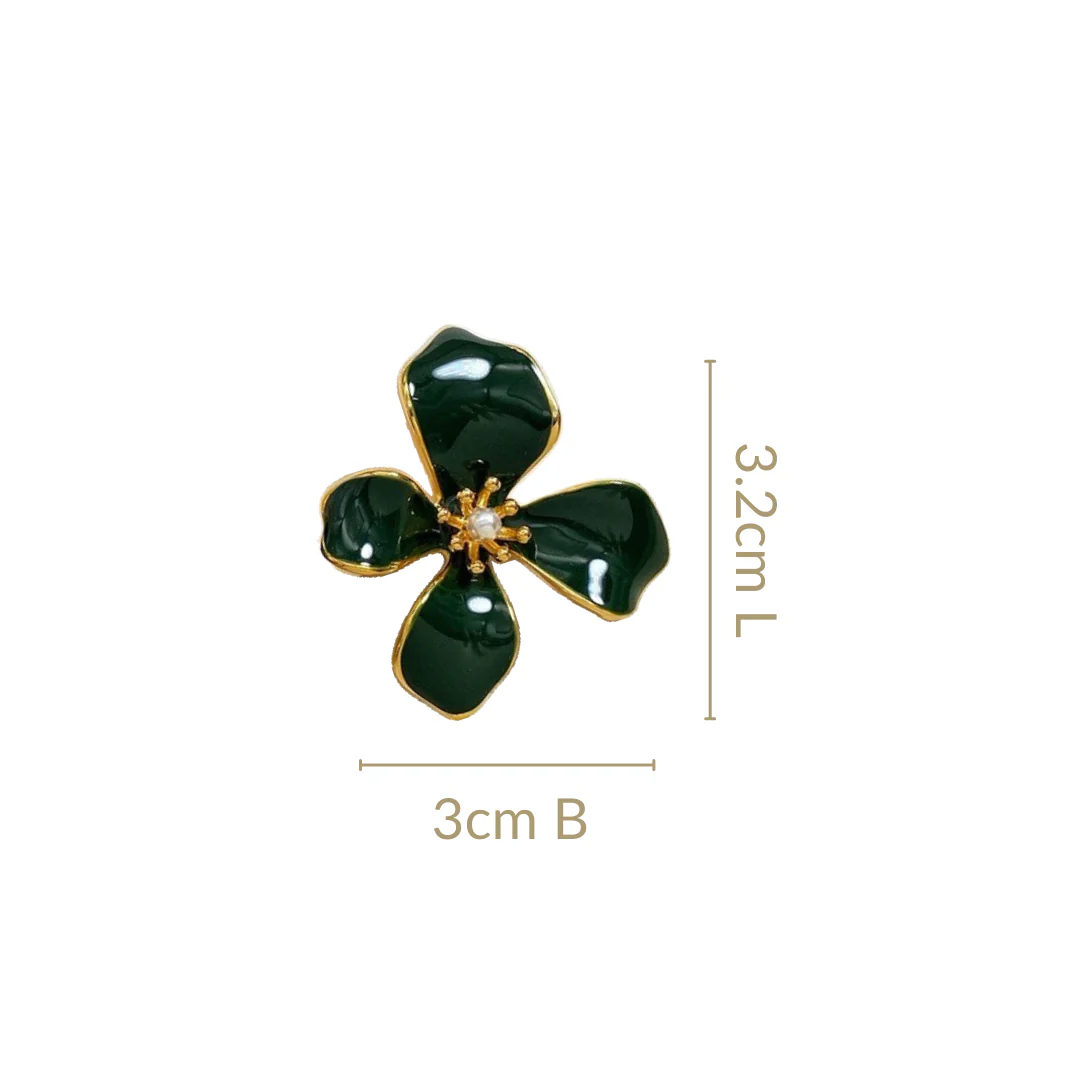 Flora Twist Stud Earrings Green - Image 3