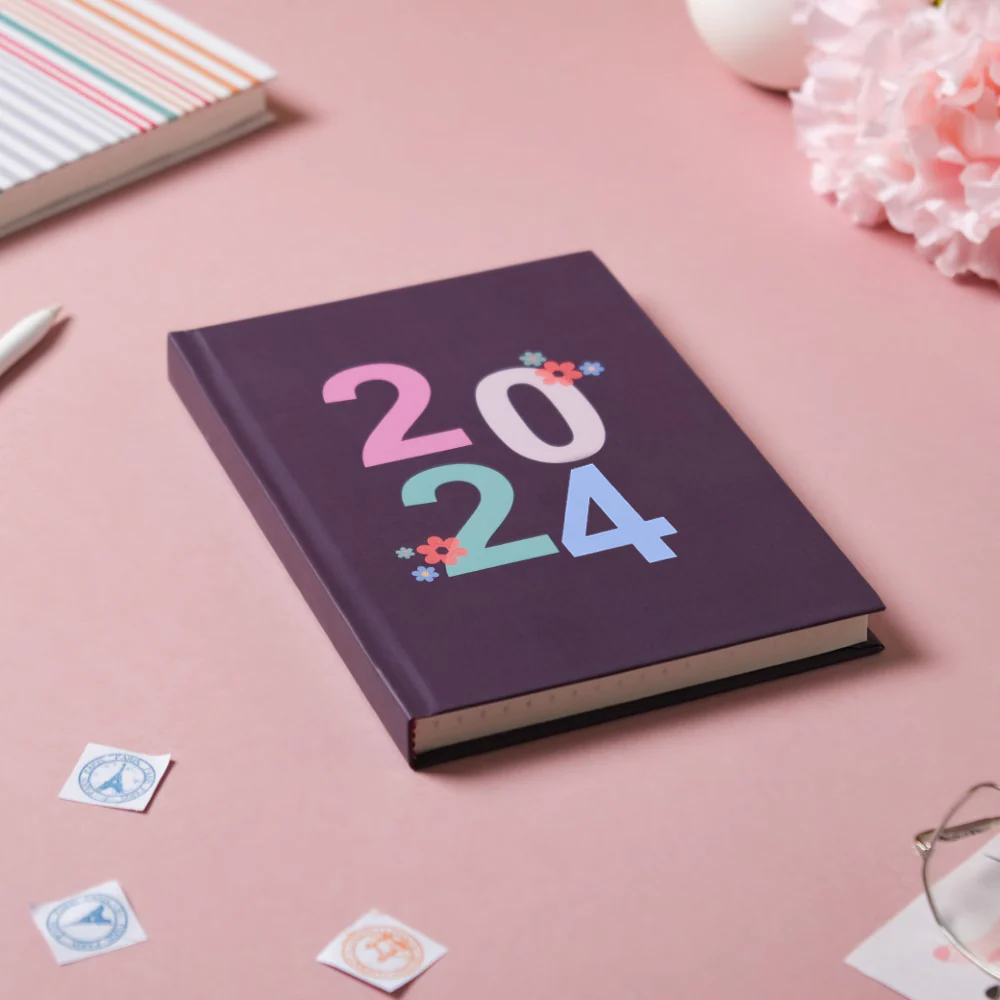 Floral 2024 Hardbound Diary Purple 8.2 X 5.9 Inch - Image 6