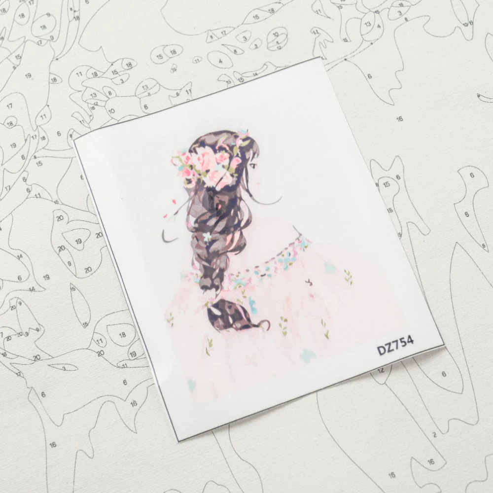 Floral Braided Girl DIY Painting By Numbers Kit - Image 4