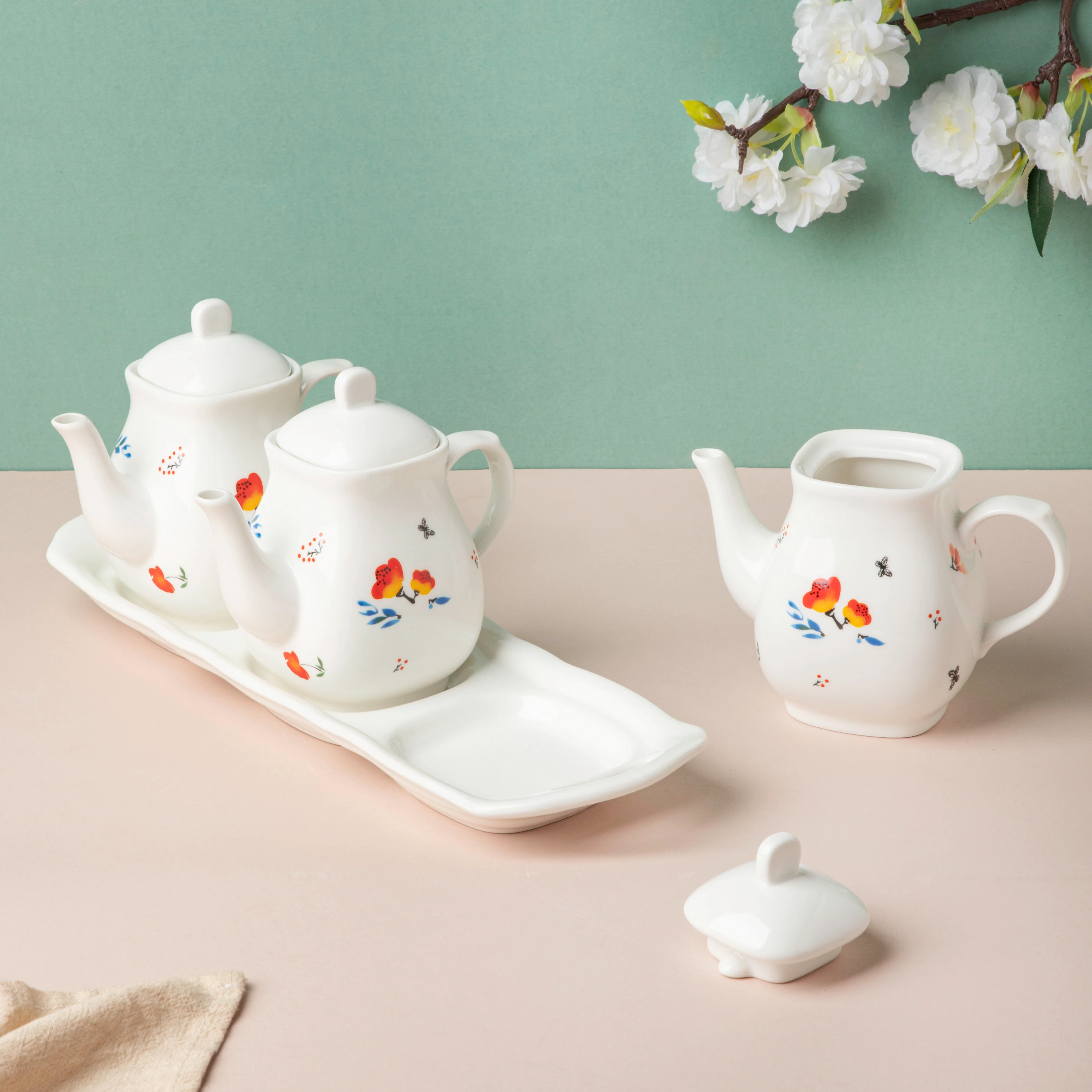 Floral Condiment Kettle Set Of 3 - Image 5