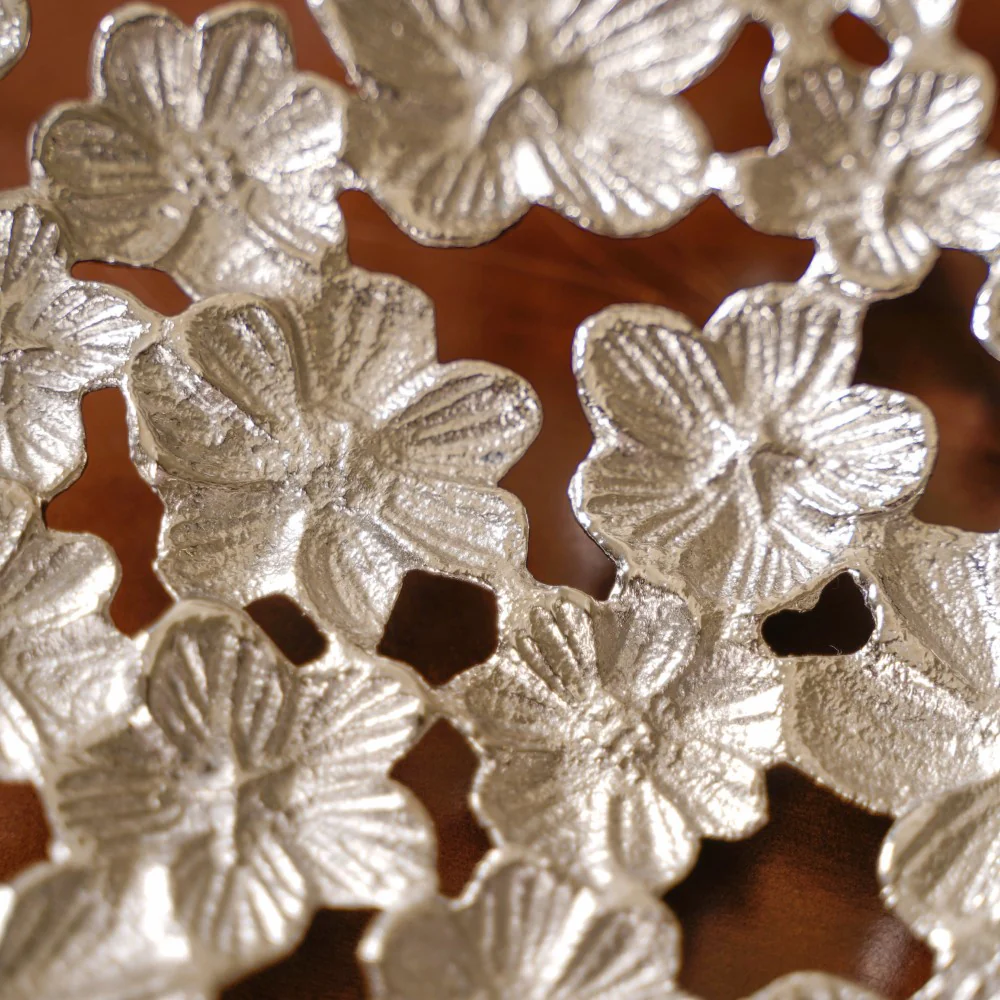 Floral Decorative Platter Tray Silver - Image 6