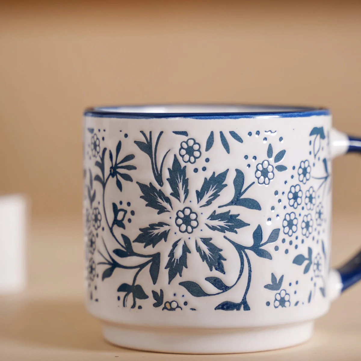 Floral Design Stackable Coffee Mugs Set of 4 210ml - Image 14