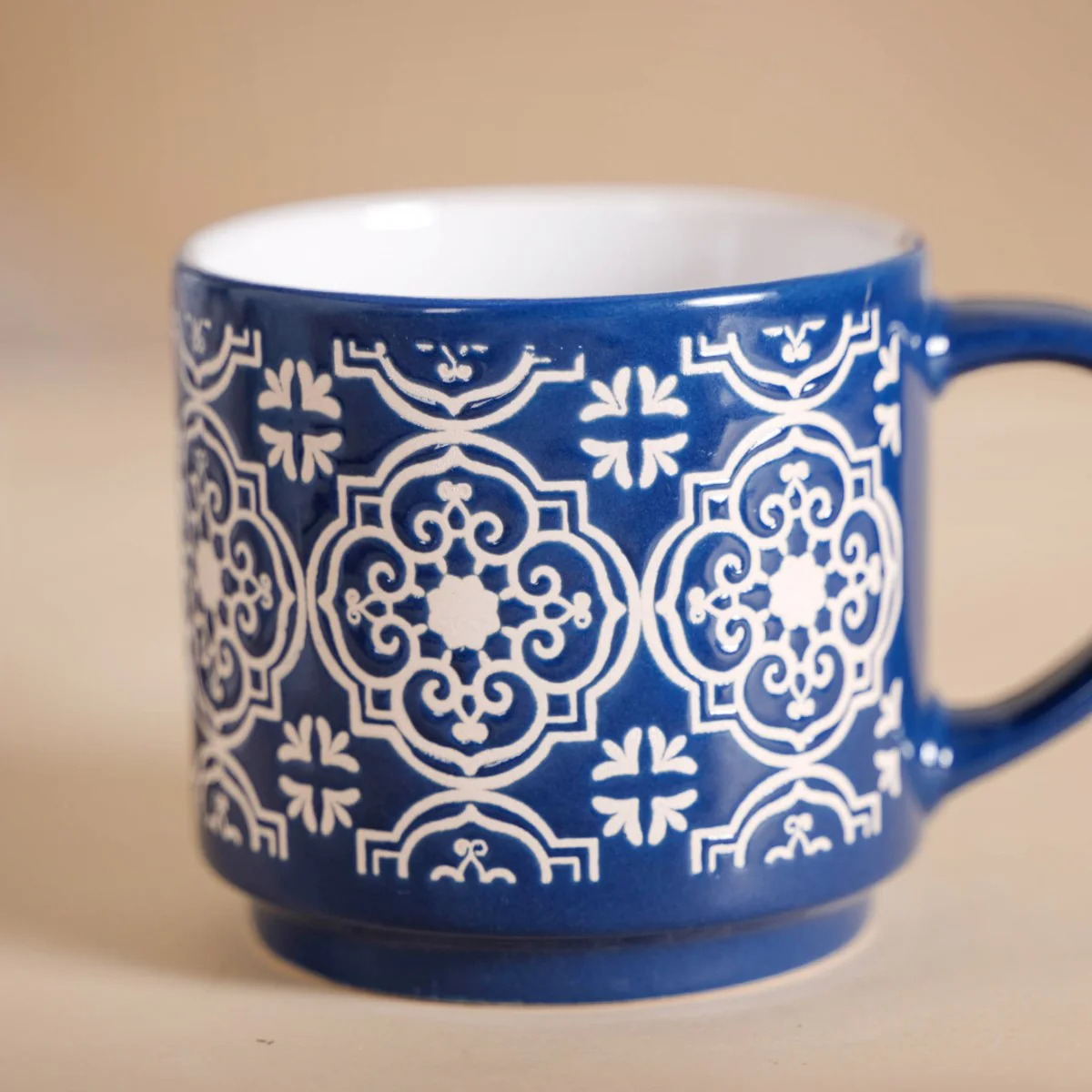 Floral Design Stackable Coffee Mugs Set of 4 210ml - Image 8