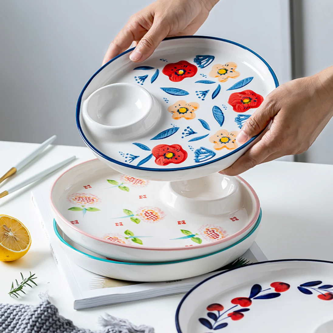 Floral Dumpling Plate - Image 7