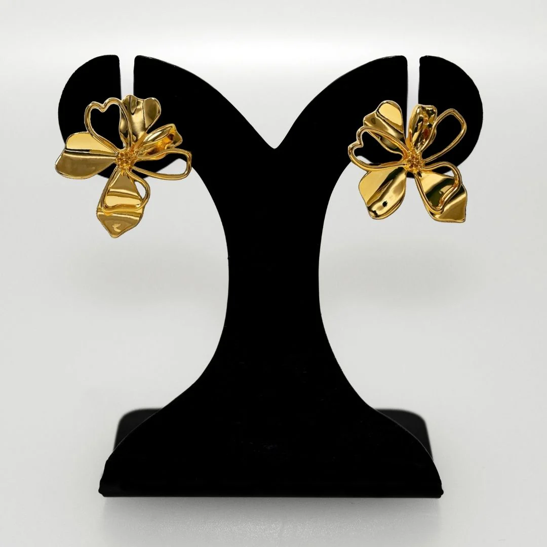 Floral Elegance Gold Drop Earrings - Image 6