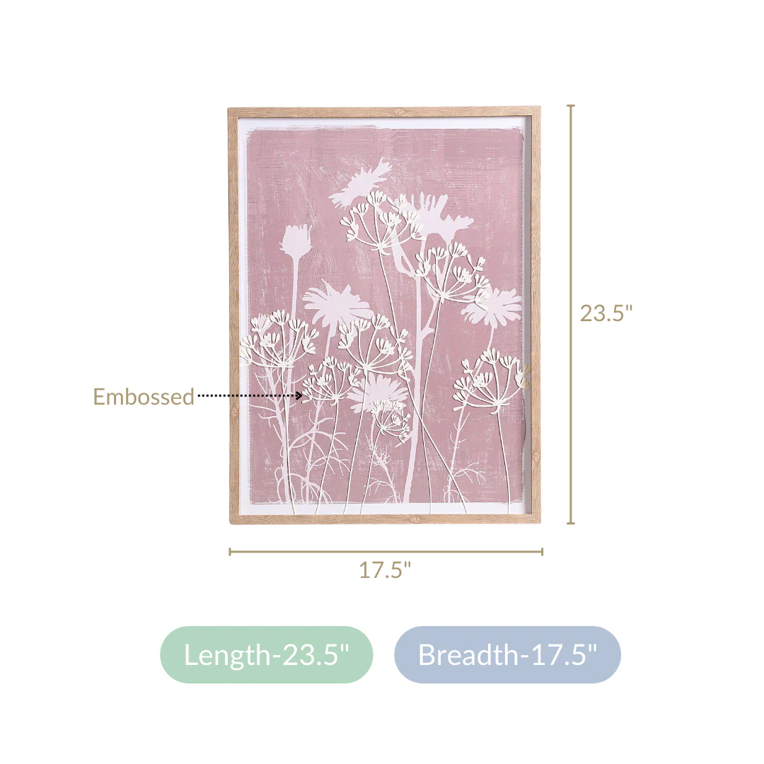 Floral Emboss Print Canvas Wall Art 23x17 Inch - Image 6