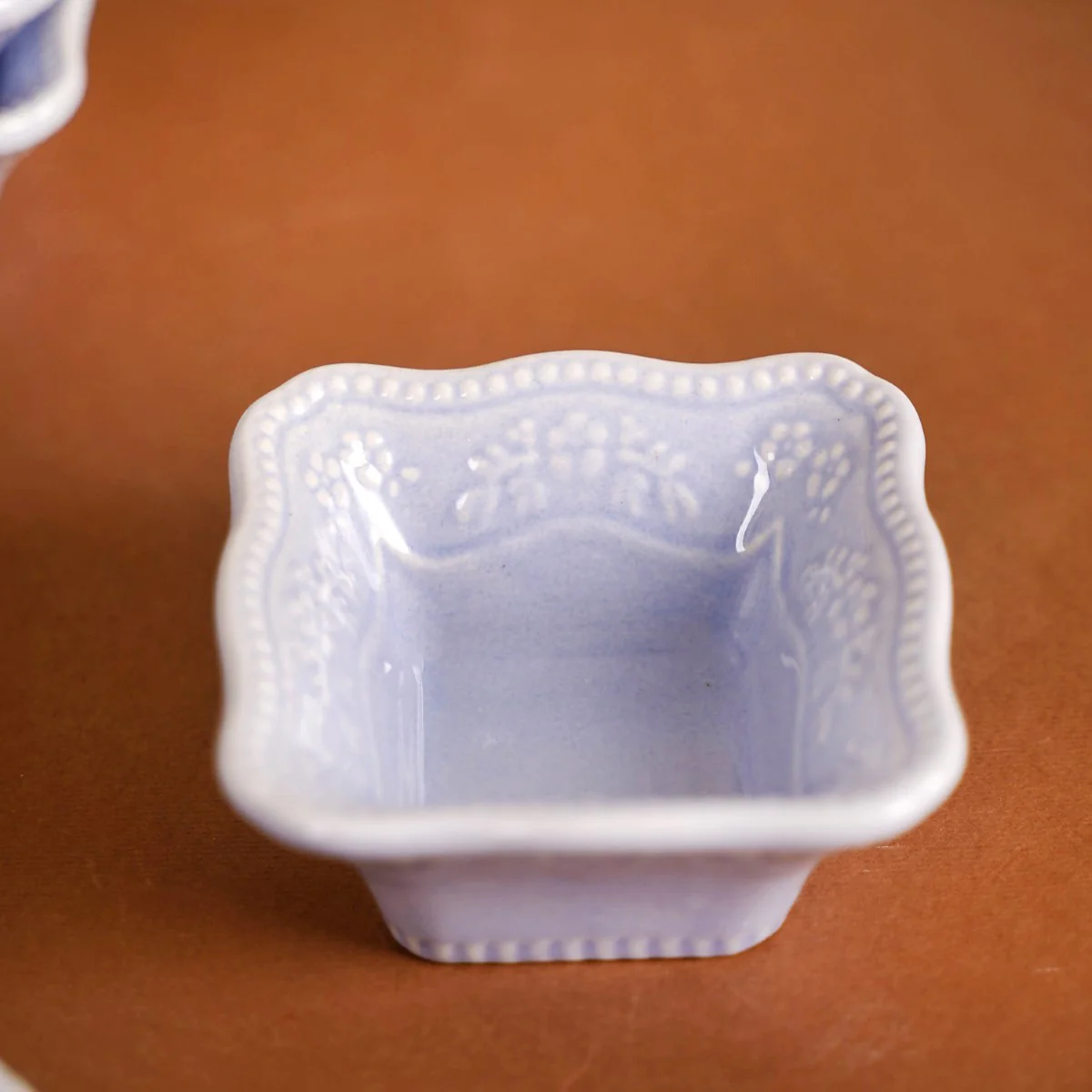 Floral Embossed Small Square Dip Bowl Set Of 6 Lavender 60ml - Image 9