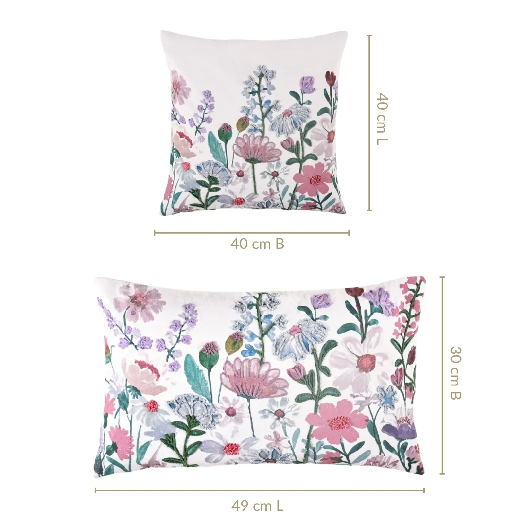 Floral Embroidered Cotton Cushion Cover Set Of 2 - Image 5
