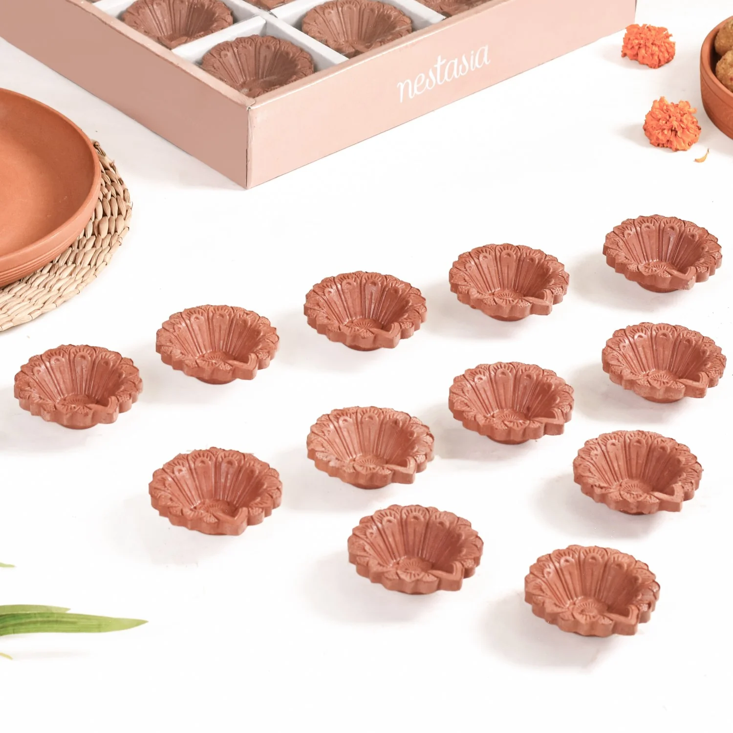 Floral Engraved Assorted Diyas Set Of 48 - Image 7