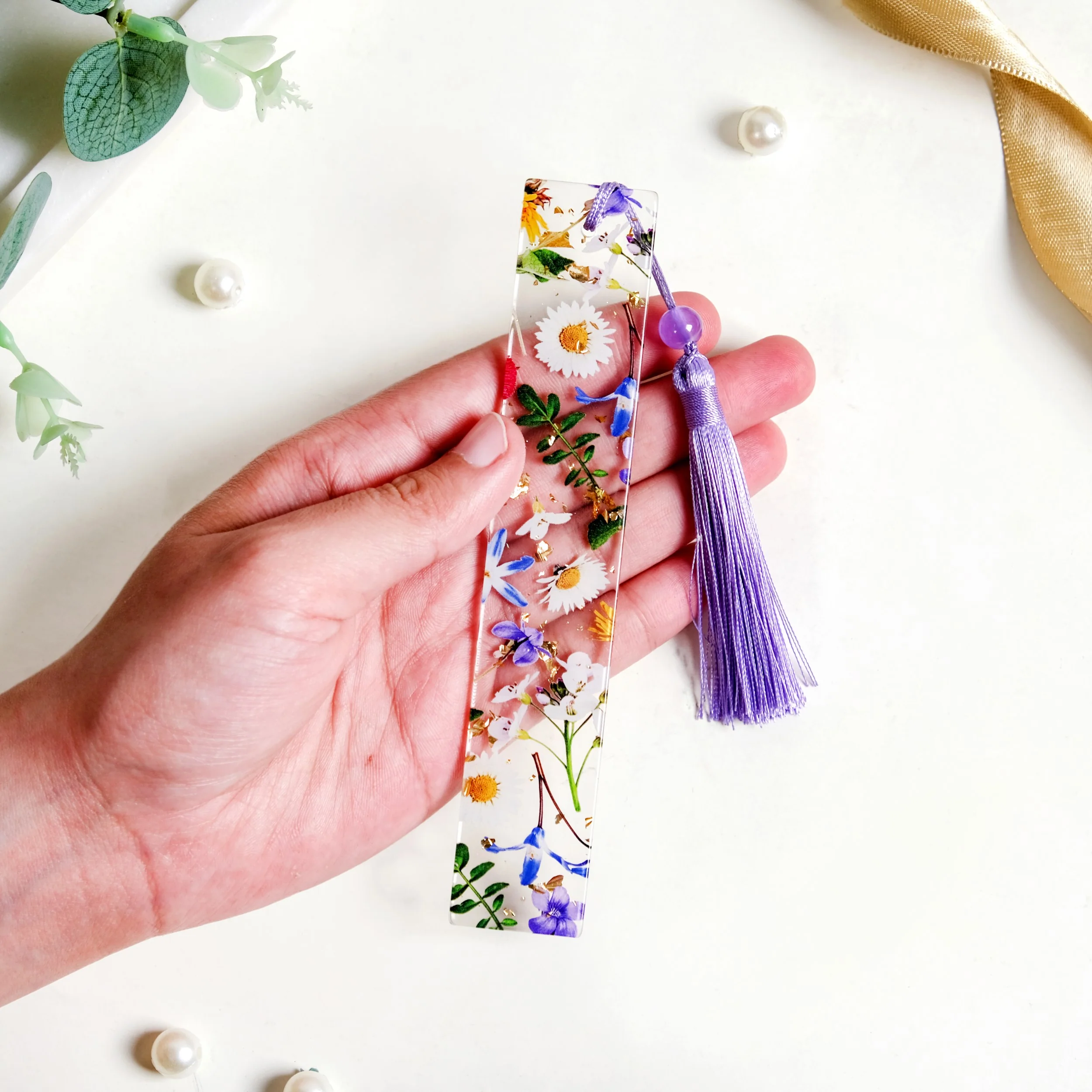 Floral Fables Resin Bookmark With Tassel - Image 3